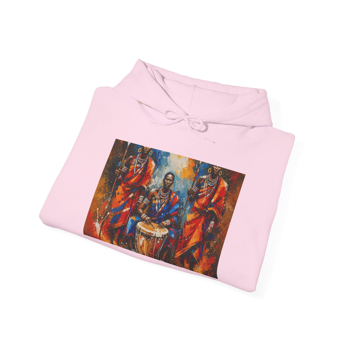 Drummer Spirit Hooded Sweatshirt — Vibrant Afrobeat Drumming Art Hoodie