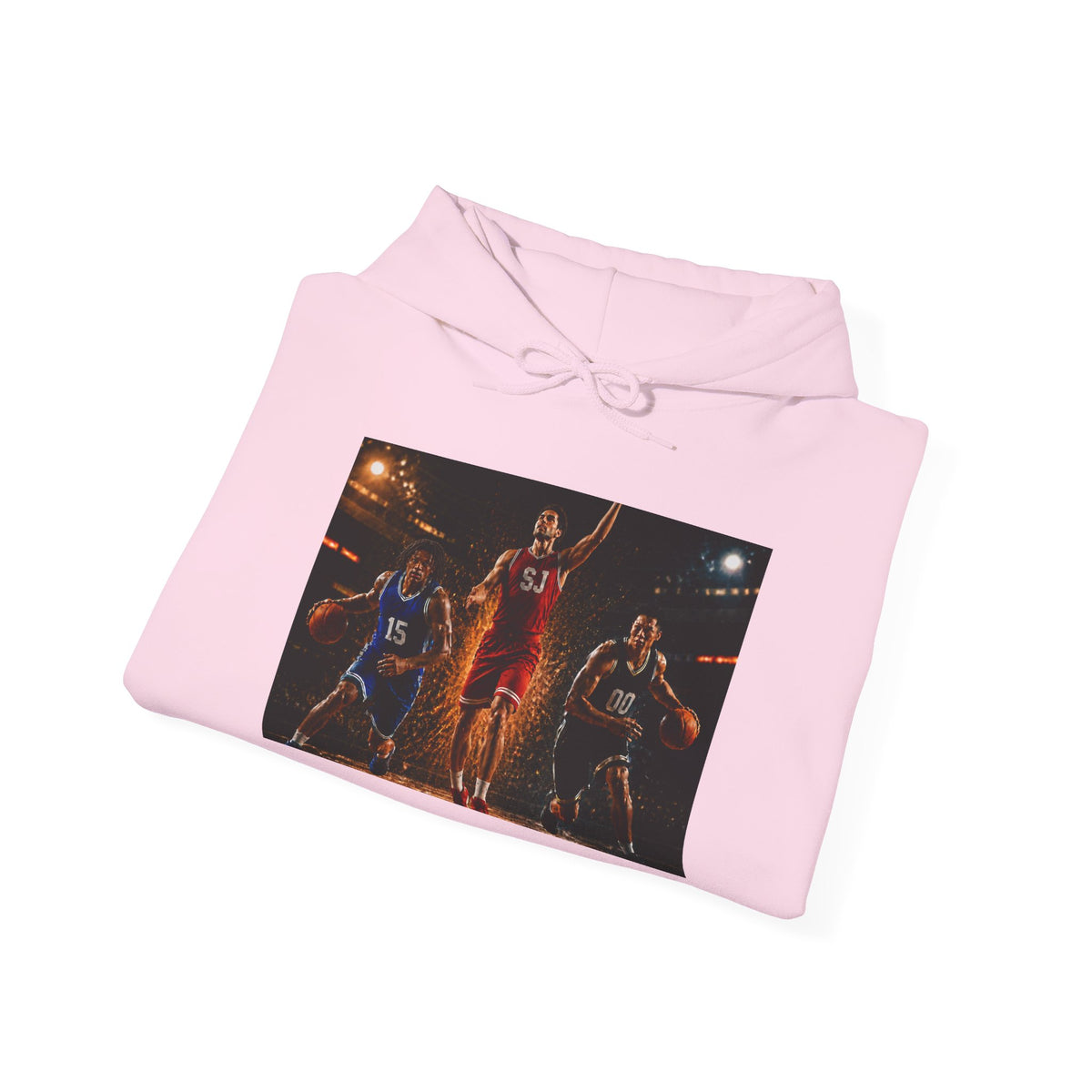 Basketball Players Hoodie - Action Shot Court Scene Pullover