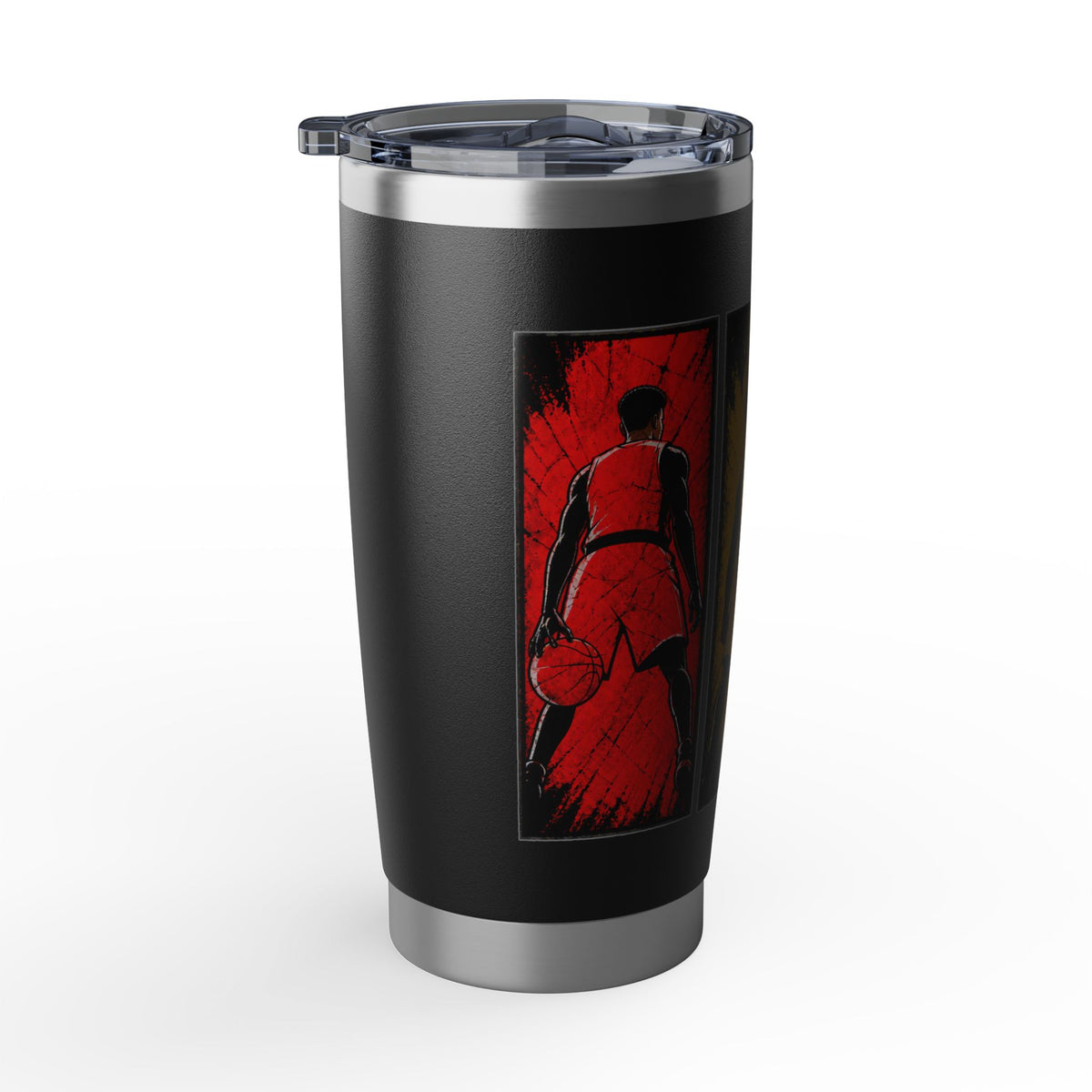 Basketball Silhouette 20oz Tumbler — Retro Triptych Travel Cup