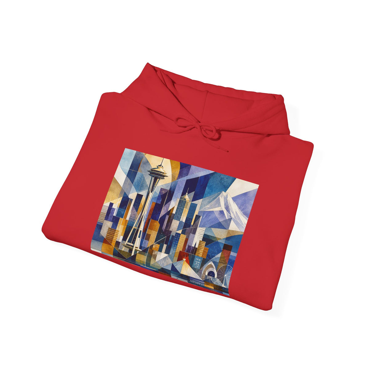 Seattle Skyline Hoodie — Abstract Geometric Cityscape Pullover
