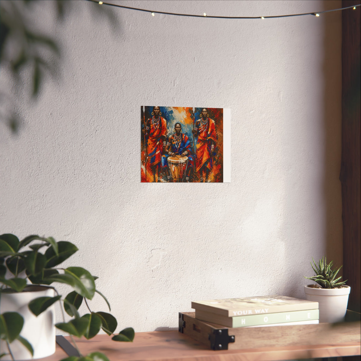 African Drummers Fine Art Poster – Colorful Maasai Portrait Wall Art