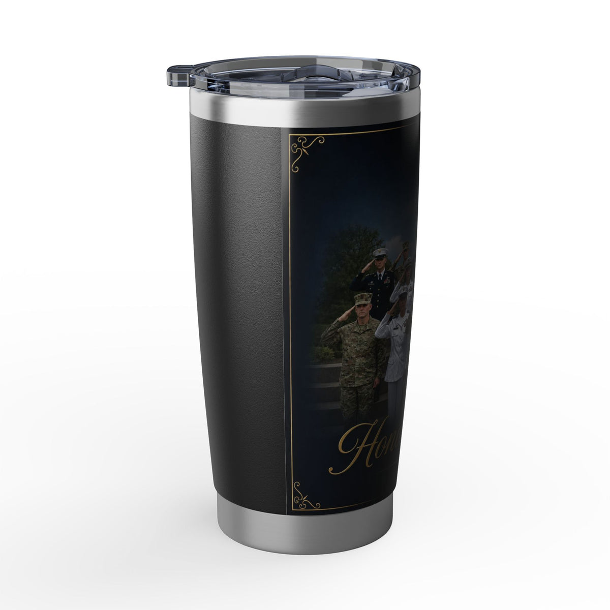 Honor and Unity 20oz Military Tumbler — American Flag Veteran Travel Mug