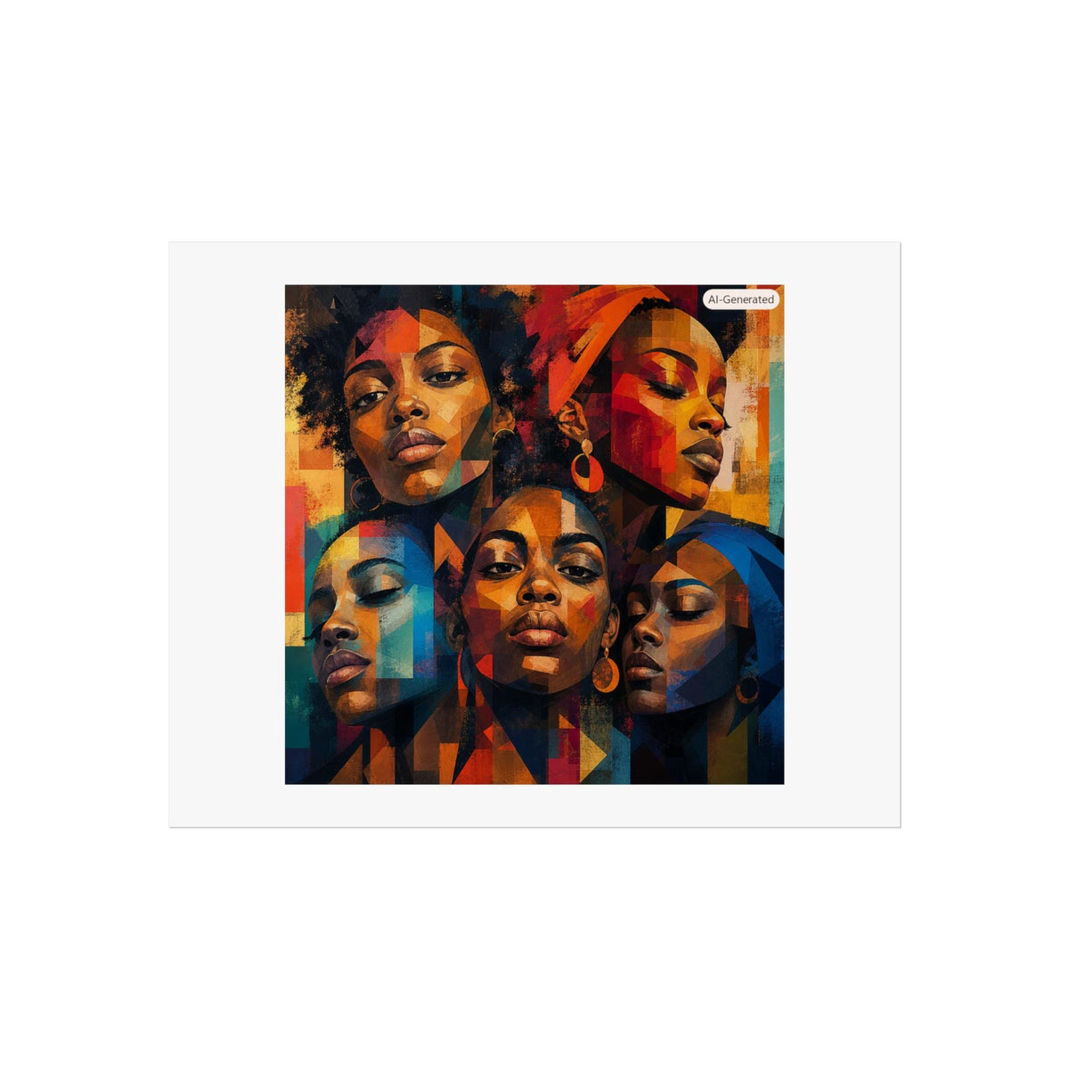 Colorful Abstract Black Women Faces Fine Art Poster | Afrocentric Wall Art