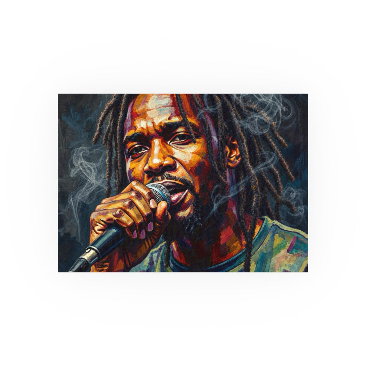 Portrait of Singer with Microphone Poster