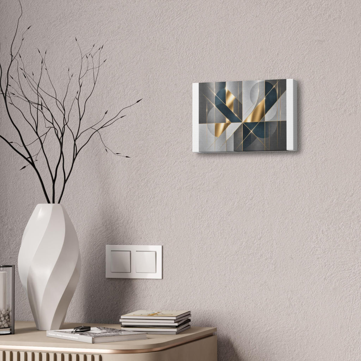 Abstract Geometric Gold Ribbon Canvas
