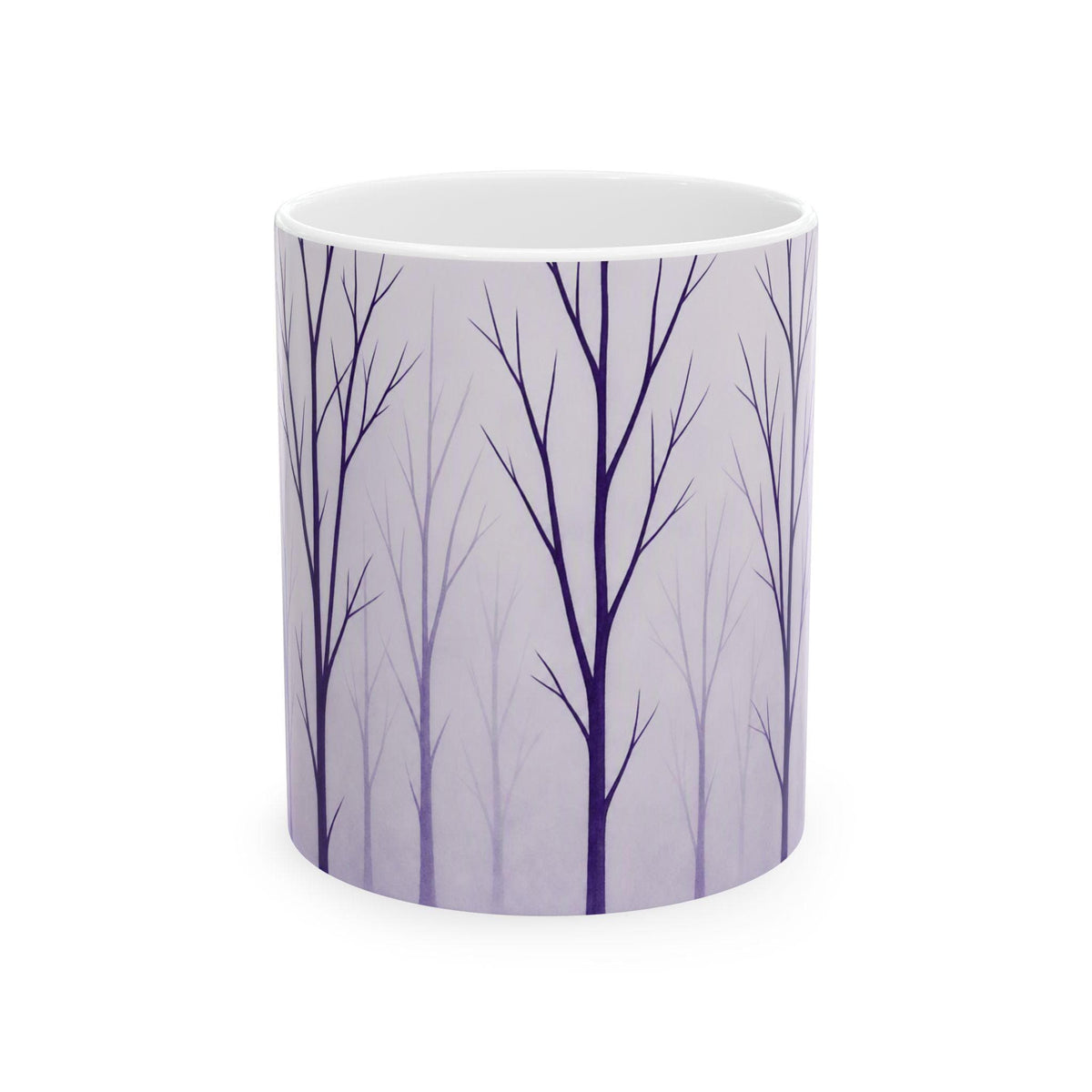 Purple Bare Trees Mug | Minimal Winter Forest Ceramic Mug