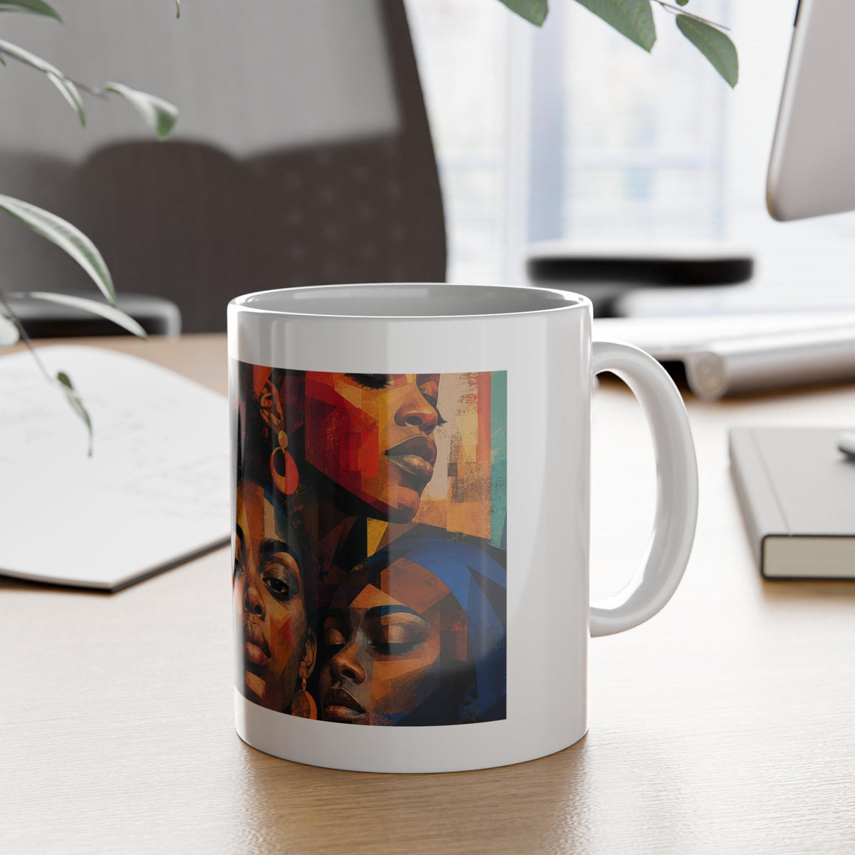 Abstract Black Women Faces Mug | Colorful Afrocentric Portrait Art