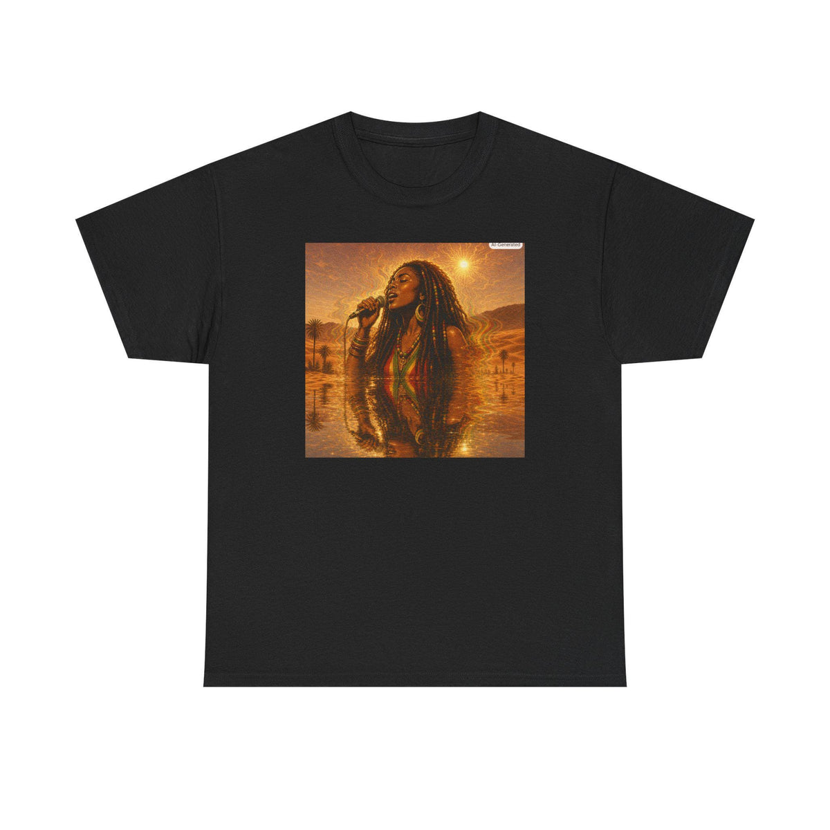 Reggae Singer Portrait Tee | Vintage Sunset Music Artwork