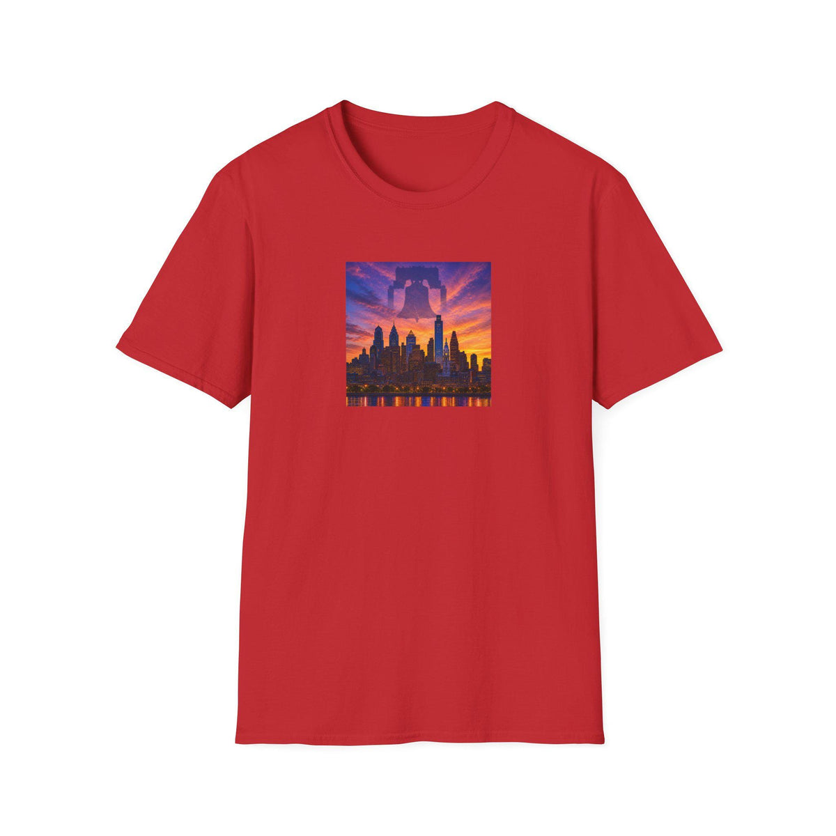 City Skyline Sunset T-Shirt Vibrant Philadelphia Silhouette Tee