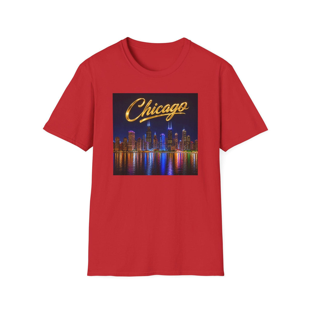 Chicago Skyline T-Shirt Retro Script City Nightscape Tee