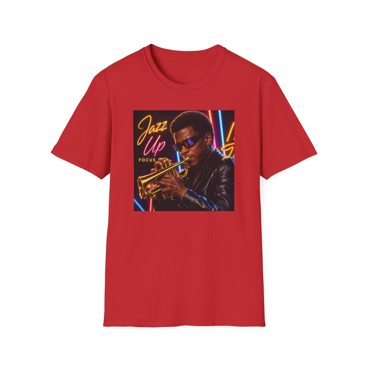 Jazz Up Trumpet Player T-Shirt | Neon Jazz Music Design