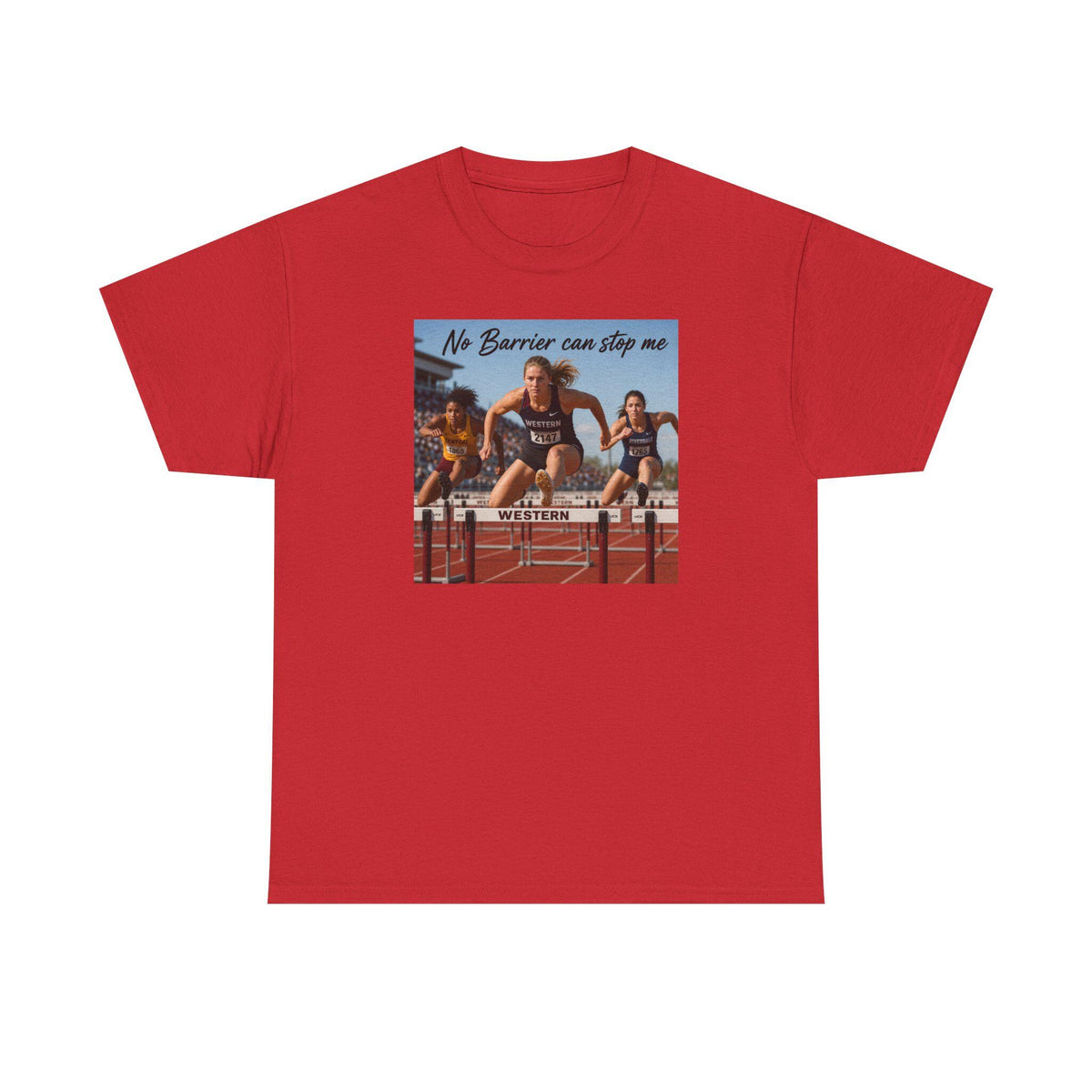 Vintage Track Hurdles Graphic Tee | Retro Runner Illustration