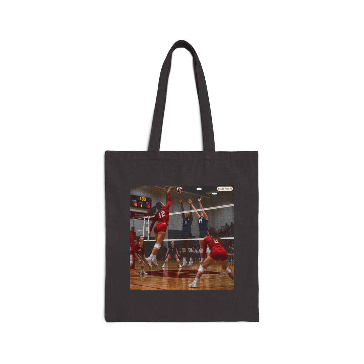 High School Volleyball Action Tote Bag | Sports Team Gym Canvas Tote