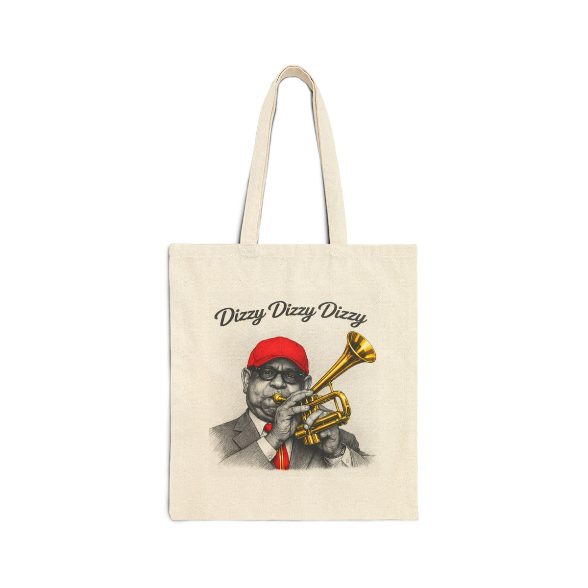 Dizzy Trumpet Player Tote Bag | Jazz Musician Illustration Canvas Bag