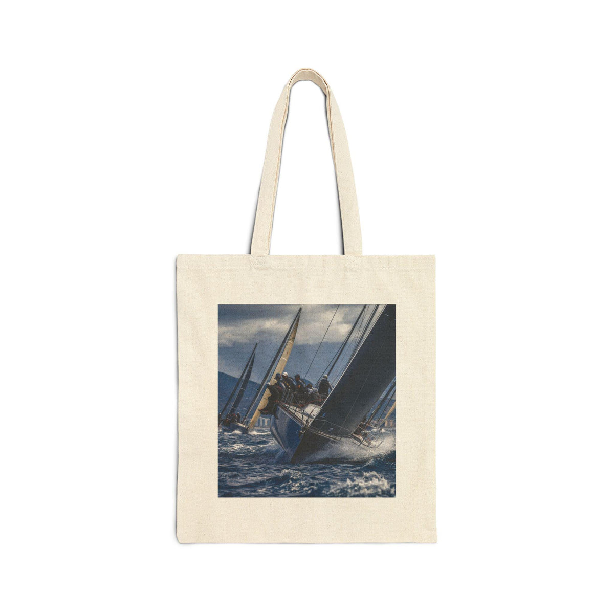 Sailboat Racing Scene Tote Bag | Nautical Sailing Canvas Tote