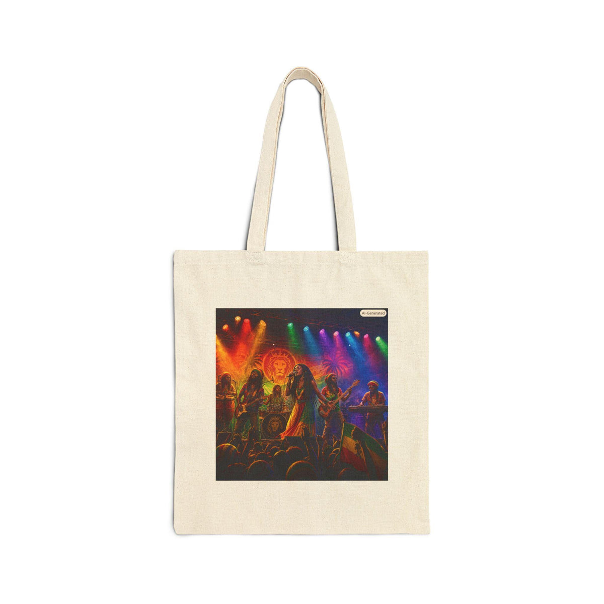 Raggae Band Scene Tote Bag | Retro Rock Stage Illustration