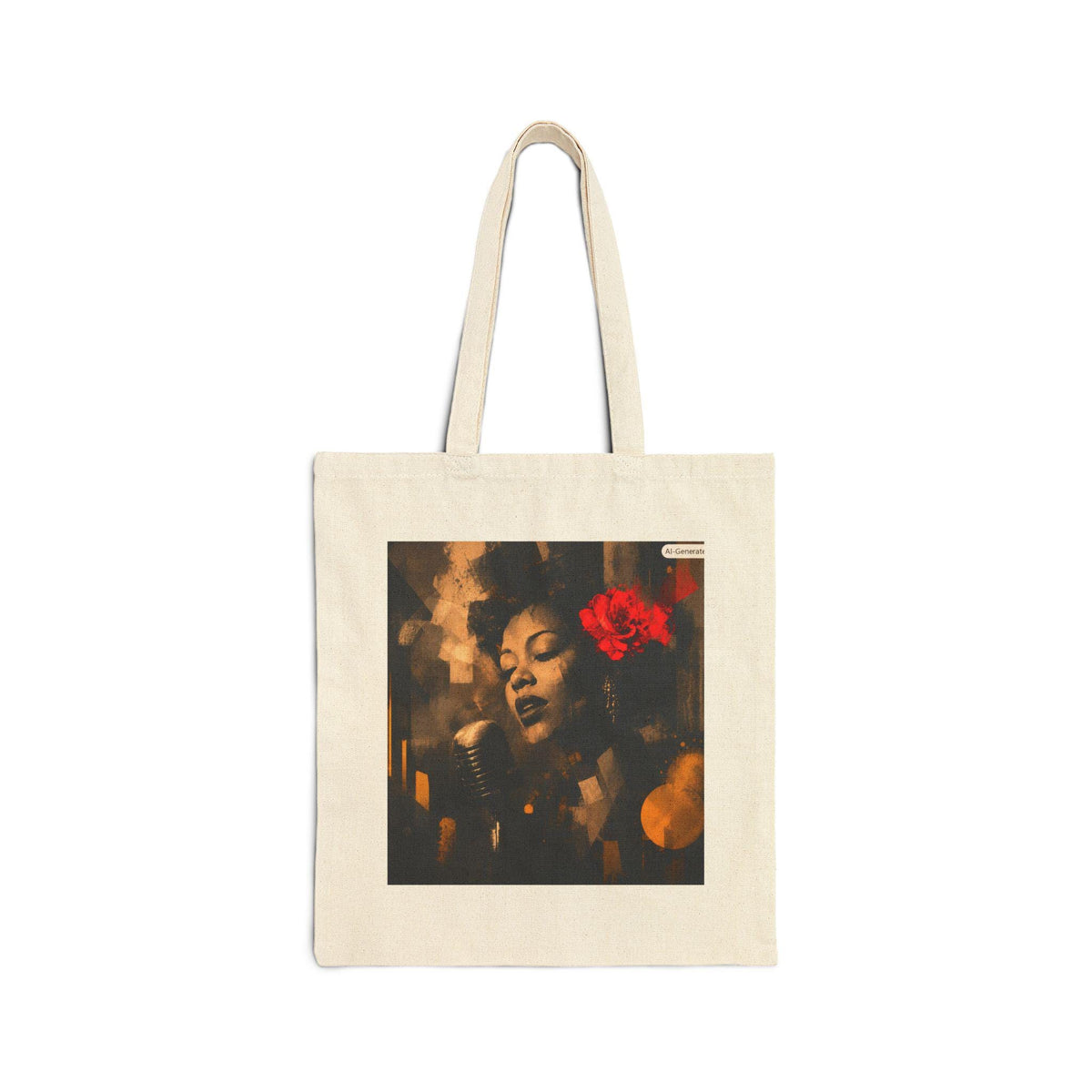 Vintage Jazz Singer Tote Bag | Retro Portrait, Floral Accent