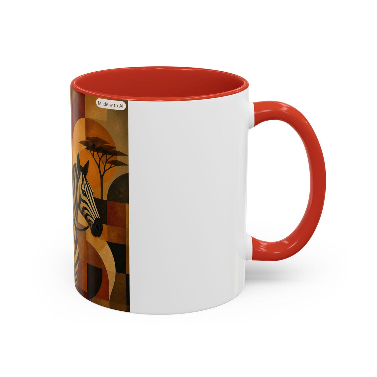 African Safari Zebra and Woman Mug | Accent Coffee Mug 11oz 15oz