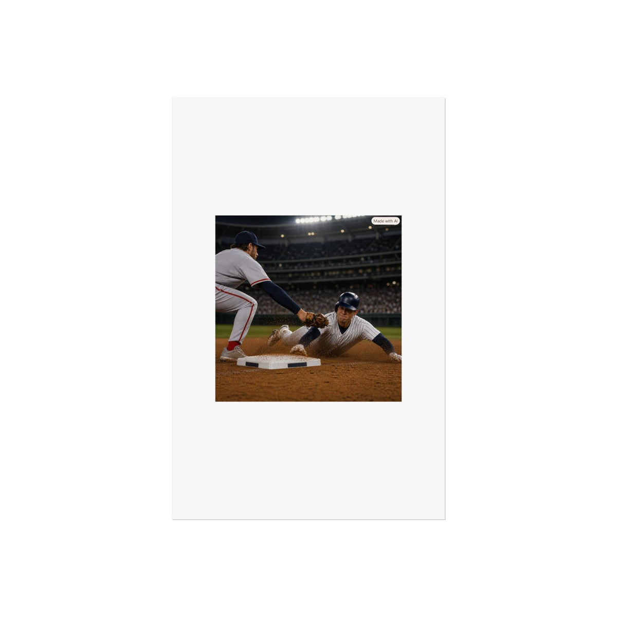 Baseball Slide Fine Art Poster | Vintage Sports Photography, Stadium Action
