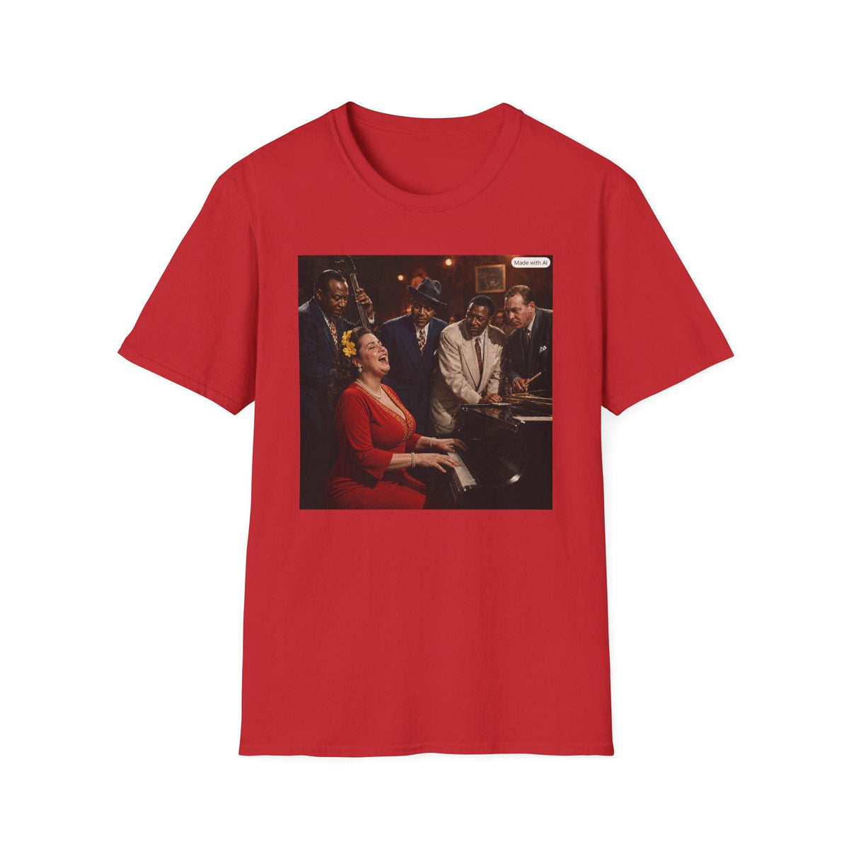 Vintage Jazz Club Scene T-Shirt | Singing Pianist Band