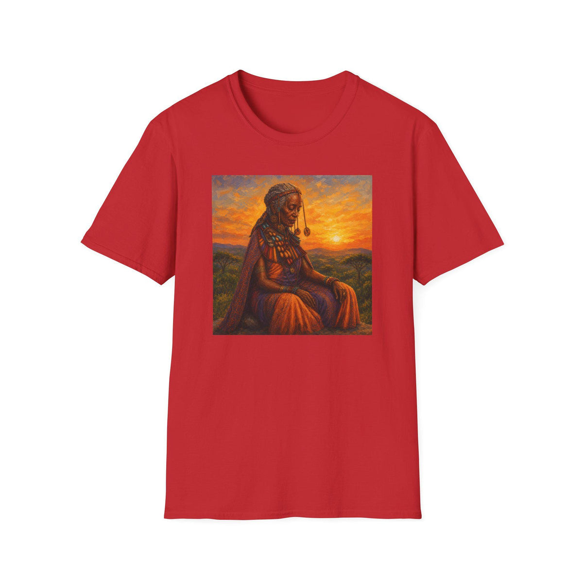 T-Shirt Native Woman at Sunset Illustration Tee