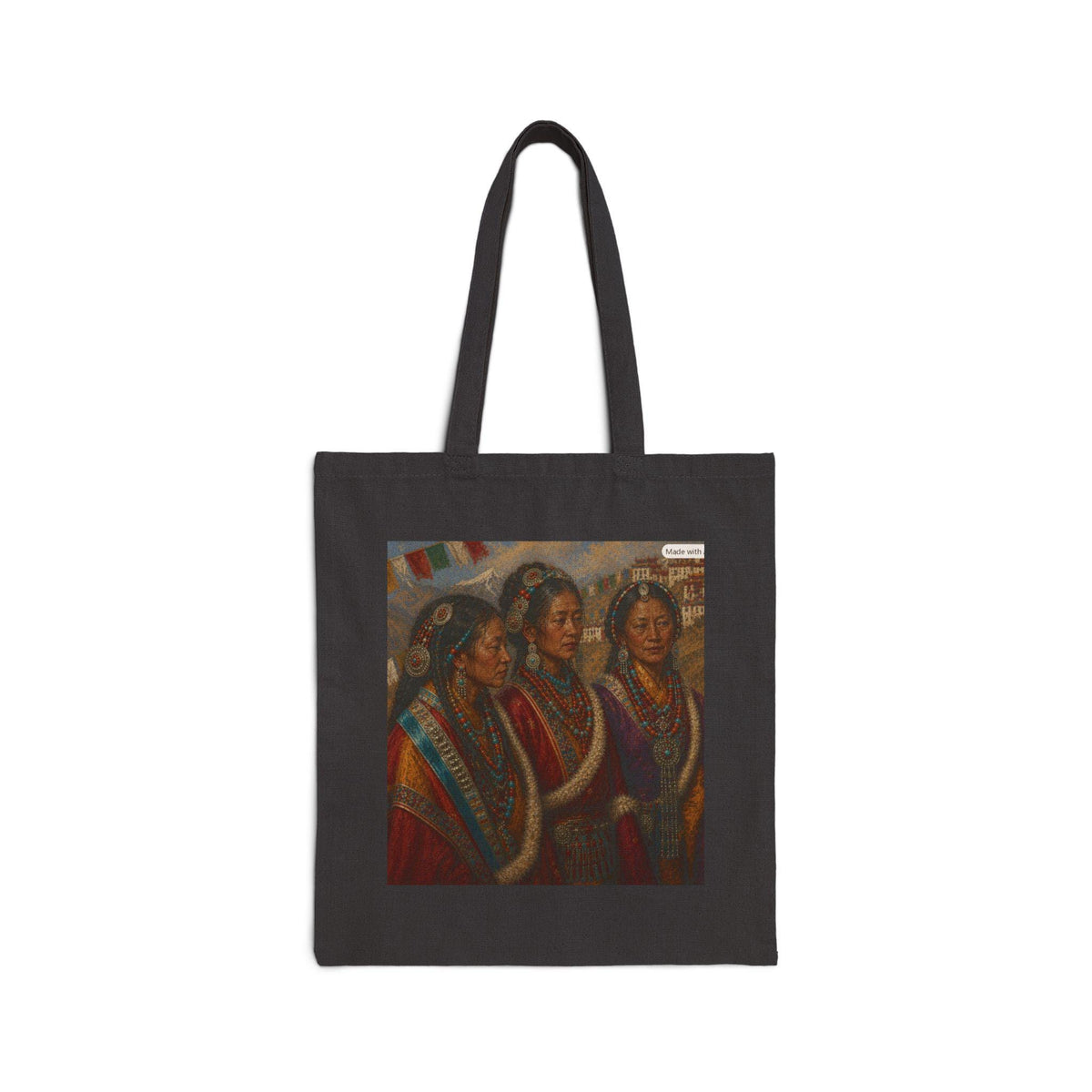 Women in Traditional Dress Tote Bag | Vintage Folk Art Illustration