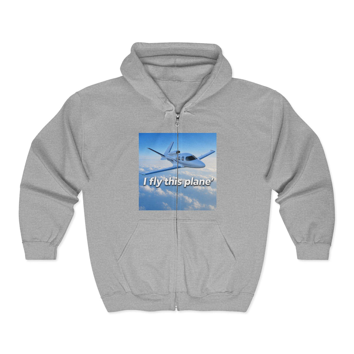 I fly this plane Graphic Hoodie | Airplane Pilot Aviation Zip-Up