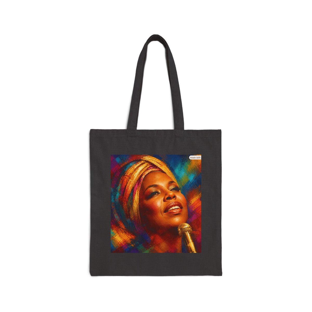 Colorful Soul Portrait Tote Bag | Vibrant Singer Artwork Canvas Tote
