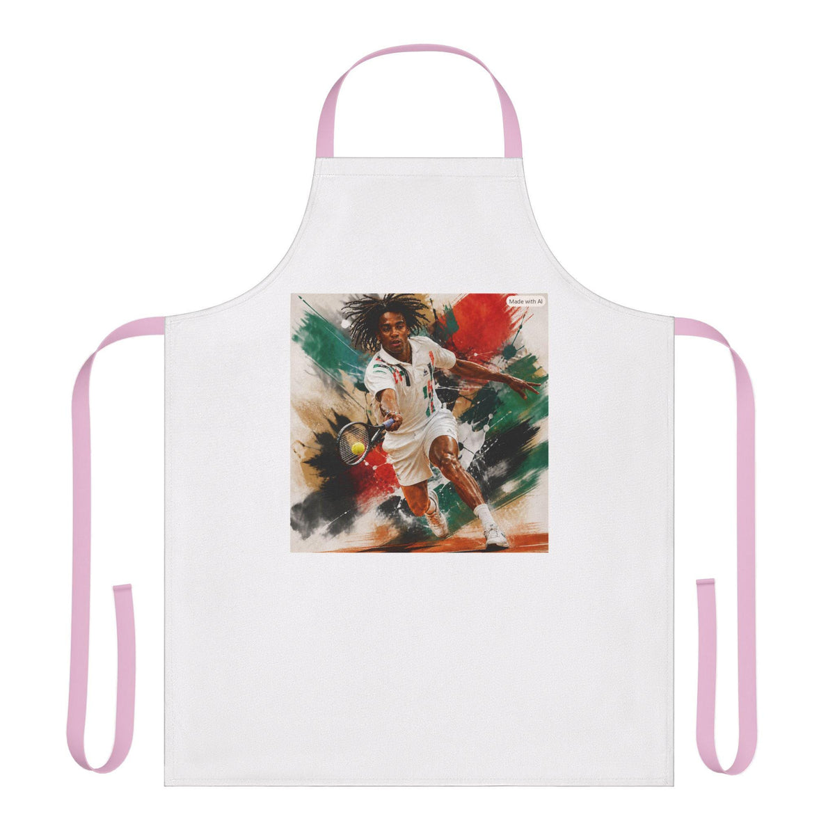 Tennis Action Apron: Bold Painterly Print, Soft Polyester Canvas, Adjustable Fit