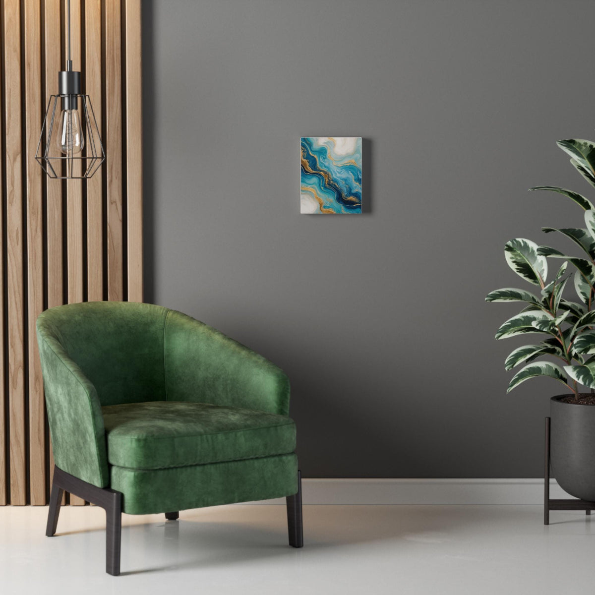 Blue Gold Agate Canvas Print: Abstract Marble Wall Art (Indoor Use)