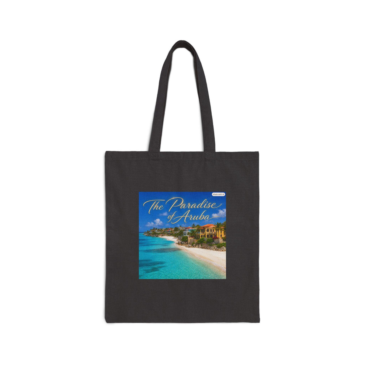 Paradise Aruba Beach Scene Tote Bag | Vintage Tropical Seaside Print