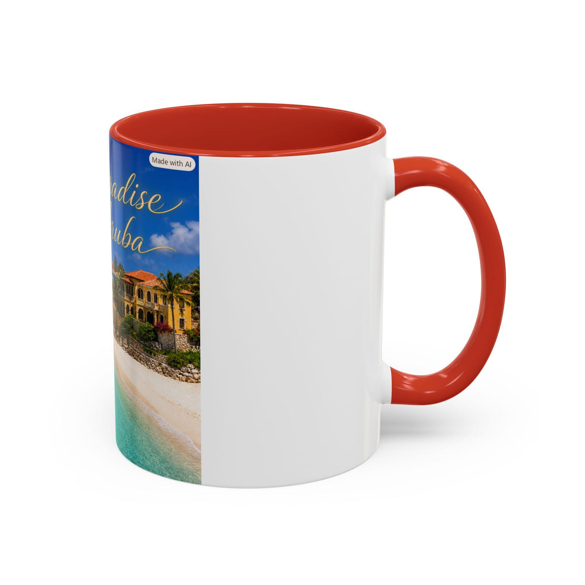 The Paradise of Aruba beach scene Mug | Accent coffee or tea mug