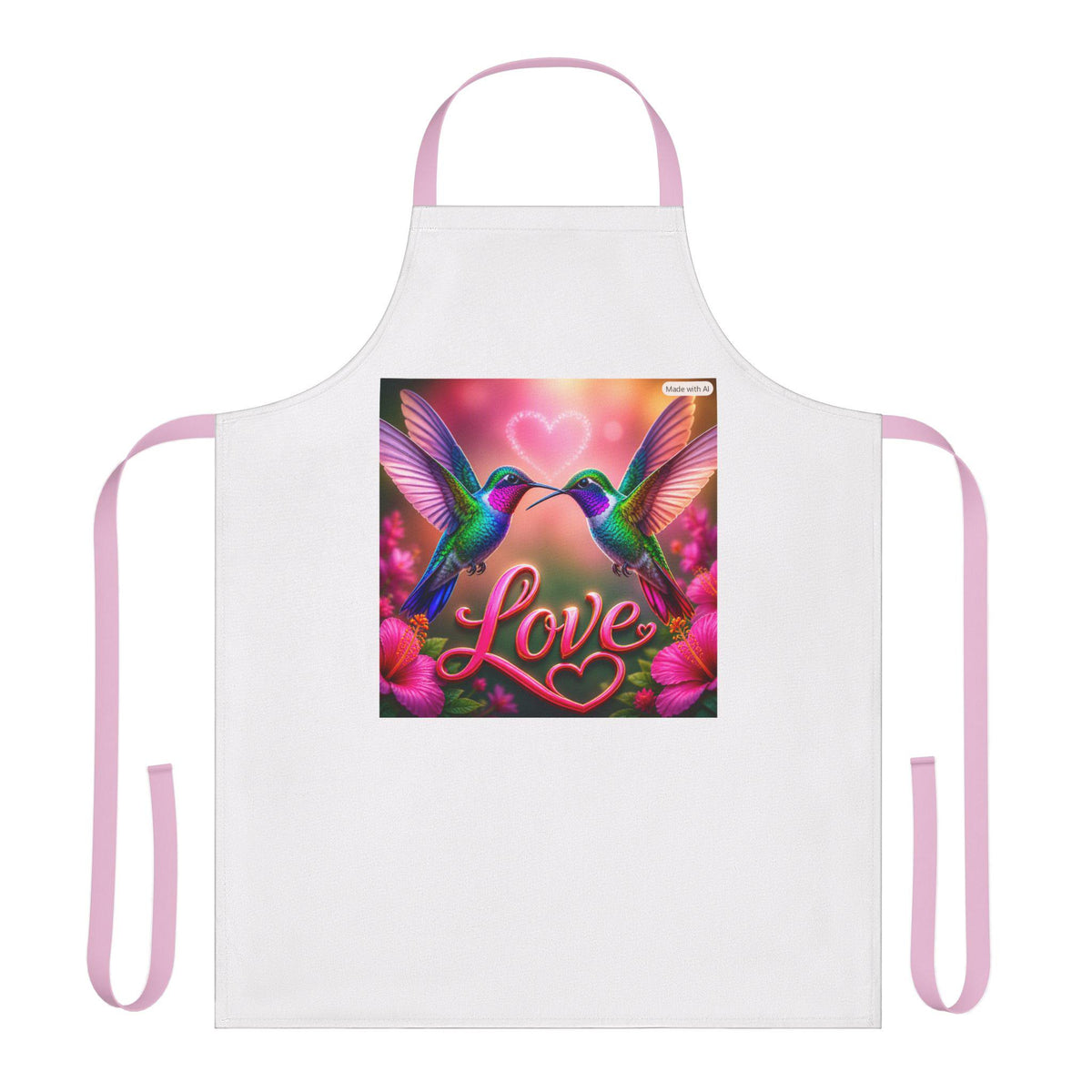 Hummingbird Love Apron | Colorful Heart Kitchen Apron