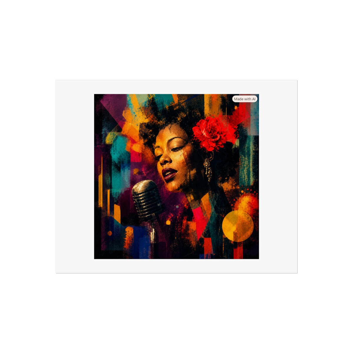 Jazz Singer Portrait Poster | Colorful Retro Microphone Art Print