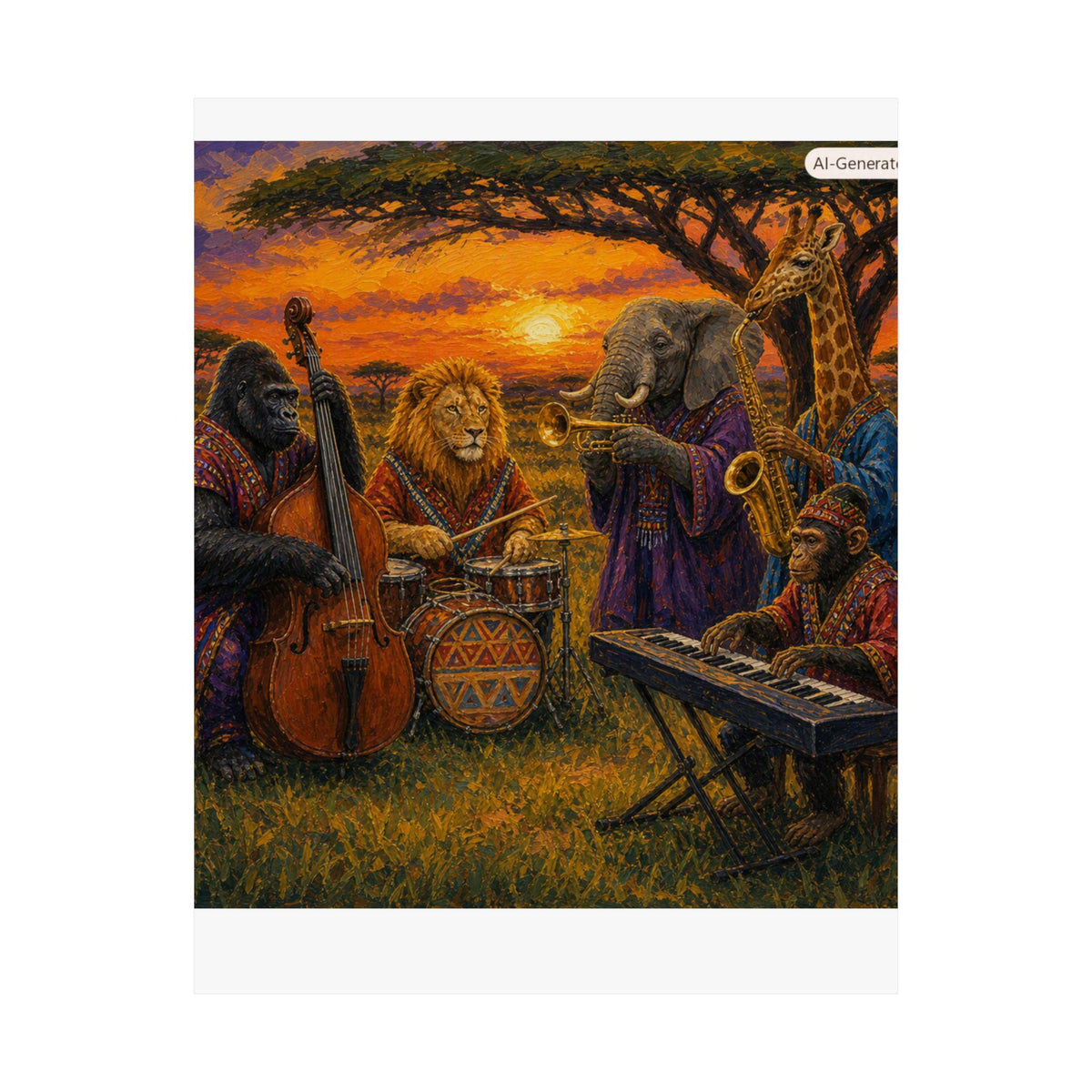 Safari Animal Jazz Band Poster | Satin 300gsm