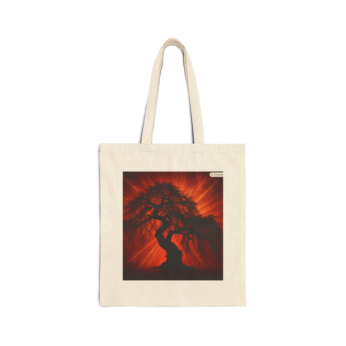 Sunset Bonsai Tree Tote Bag | Red Silhouette Nature Artwork