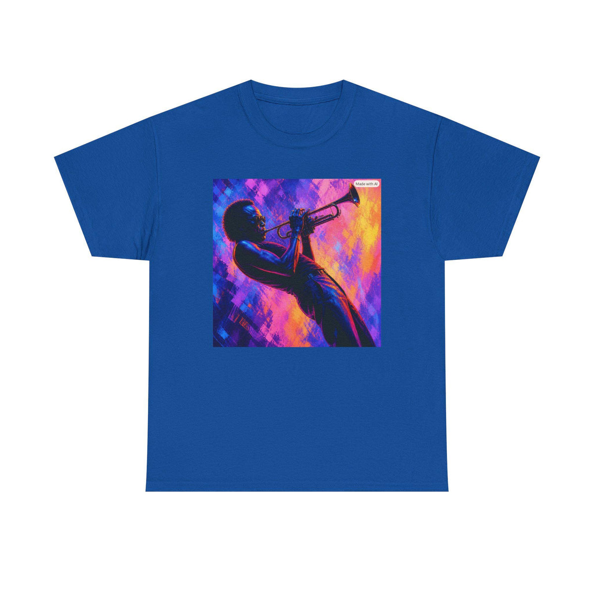Silhouette Trumpet Player T-Shirt | Neon Jazz Music Art