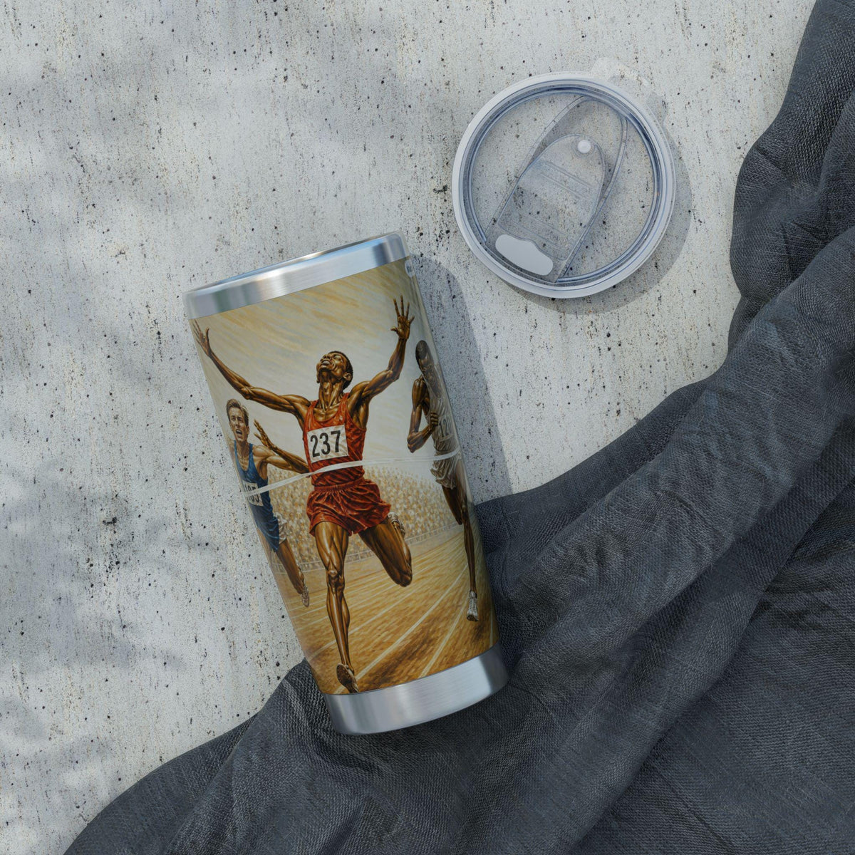 Vintage Track Runner Finish Line Tumbler | Marathon Racing Stainless Steel