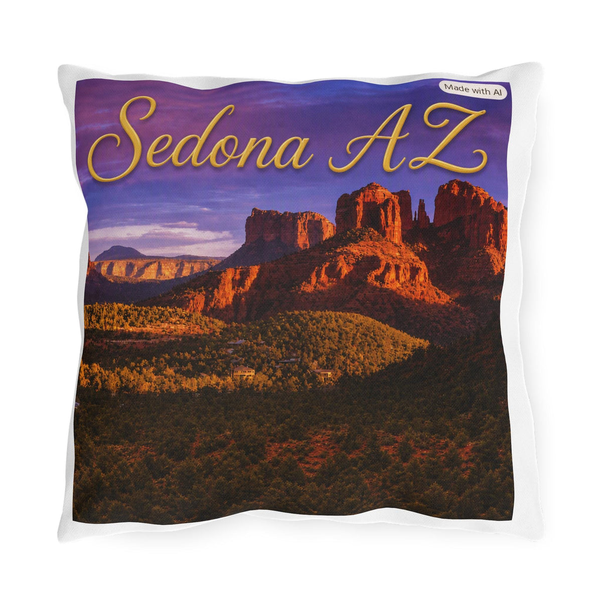 Sedona AZ landscape outdoor pillow | Southwestern desert scenery cushion