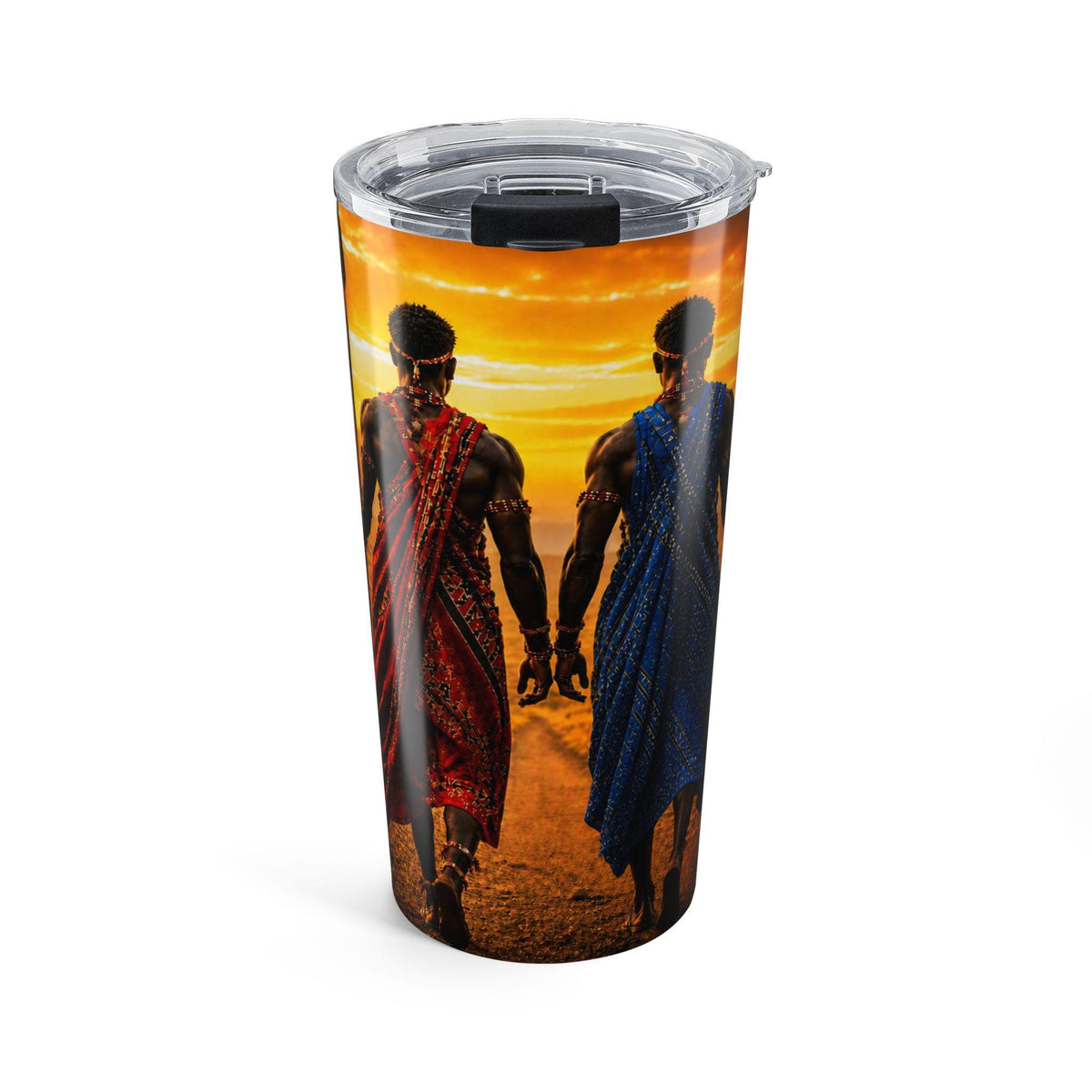 Sunset Walkers Tumbler | 20oz Travel Mug, Sunset Couple Silhouette