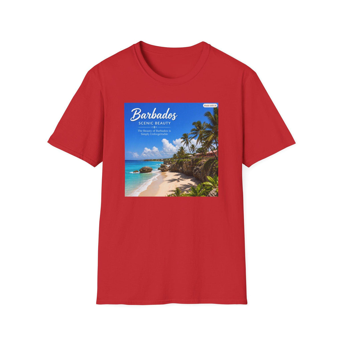 Barbados Scenic Beauty T-Shirt | Tropical Beach Palm Design