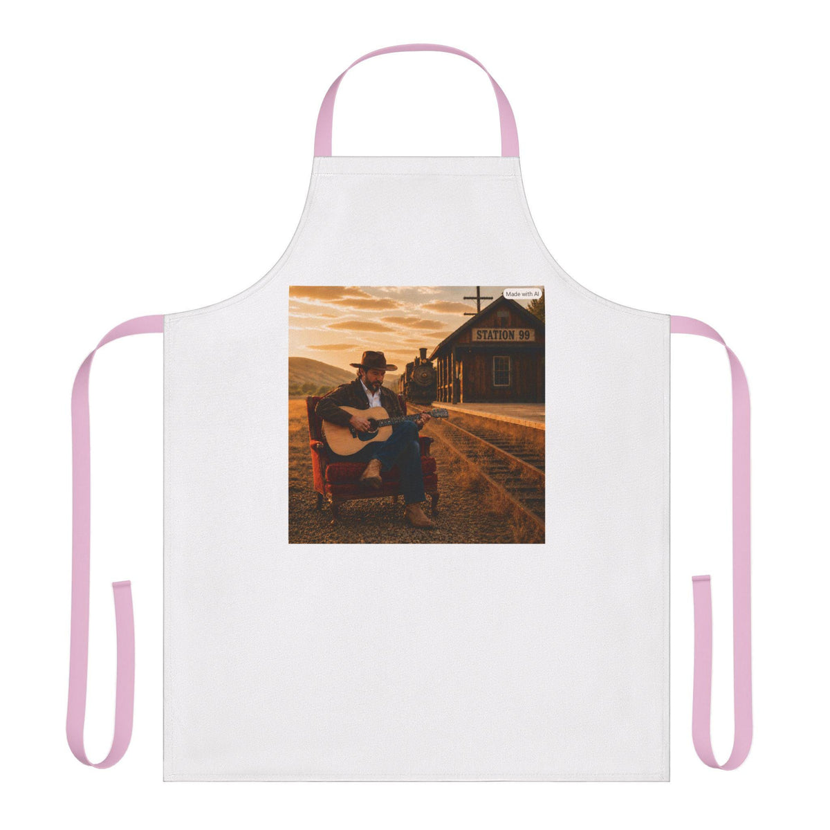Country Guitarist Playing at Train Station Apron | Musician Cooking Apron