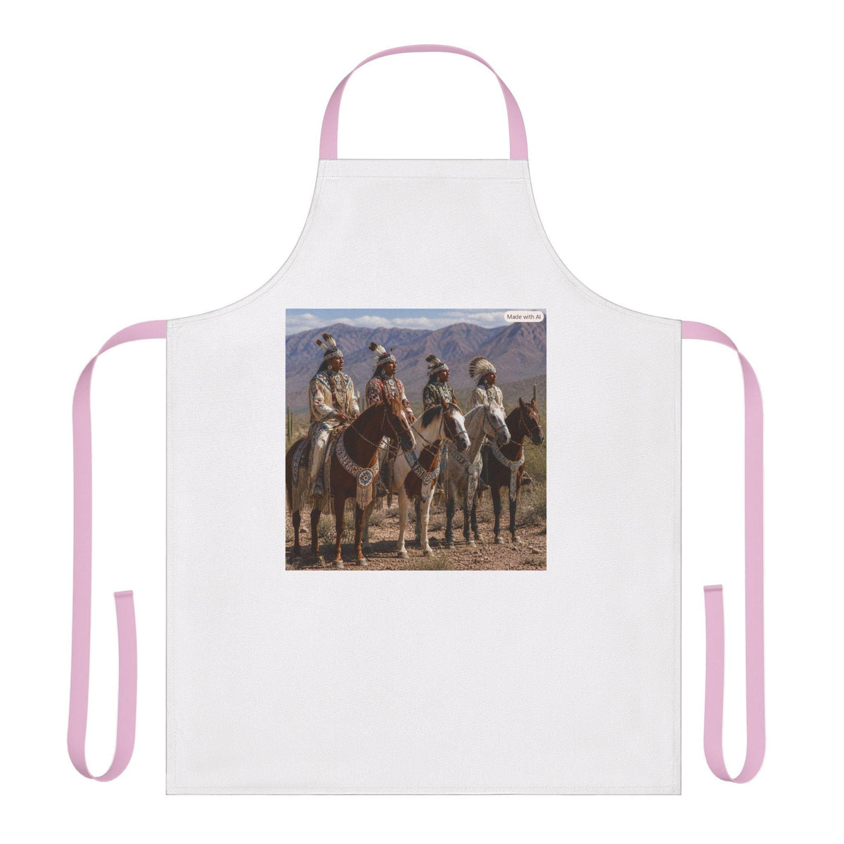 Native American on Horses Apron | Western Rodeo Ranch Scene