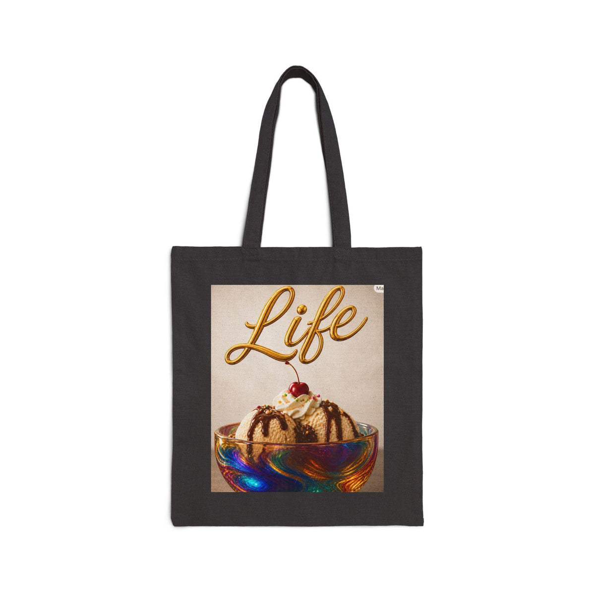 Ice Cream Sundae Life Tote Bag | Dessert Illustration Canvas Tote