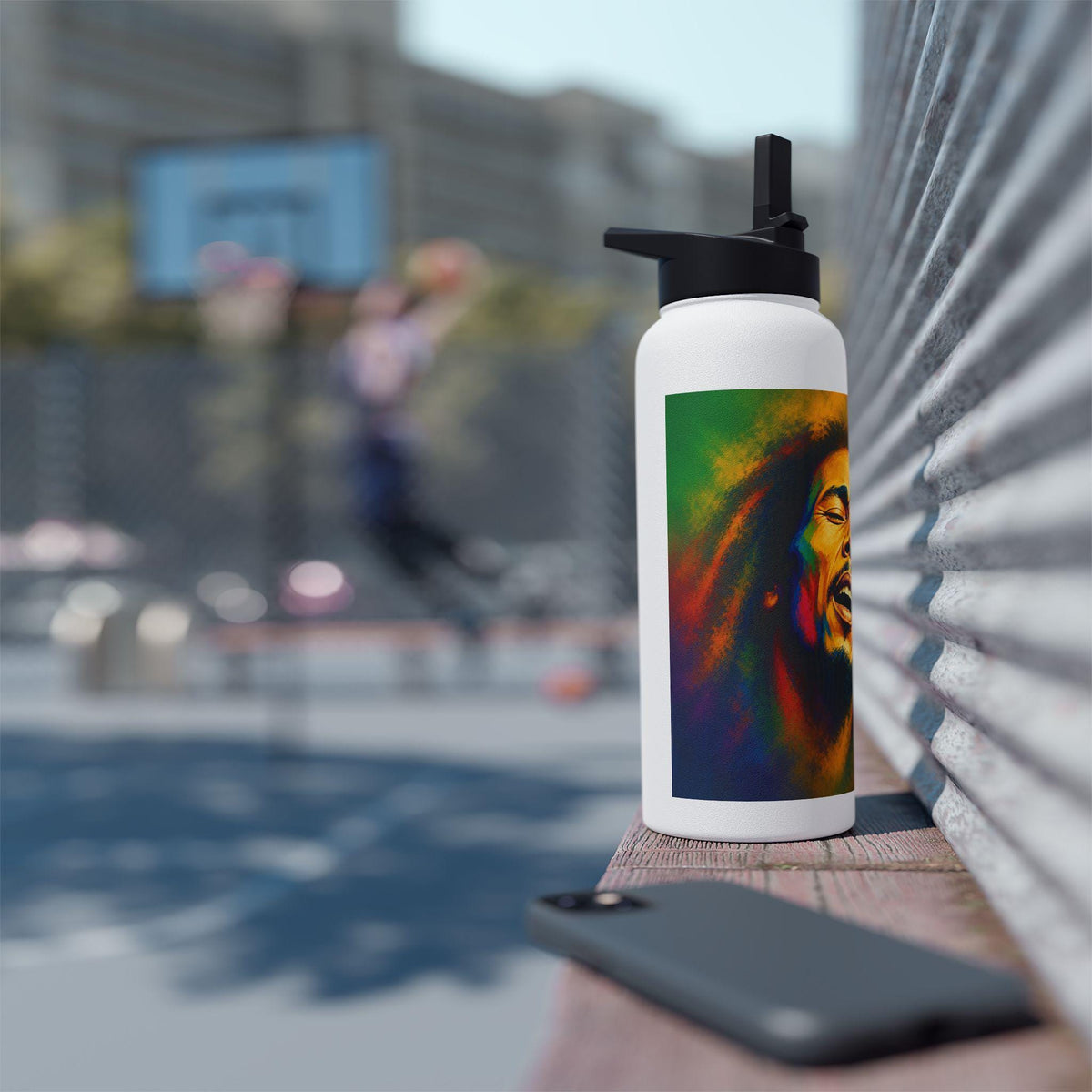 Reggae Portrait Stainless Steel Water Bottle | Colorful