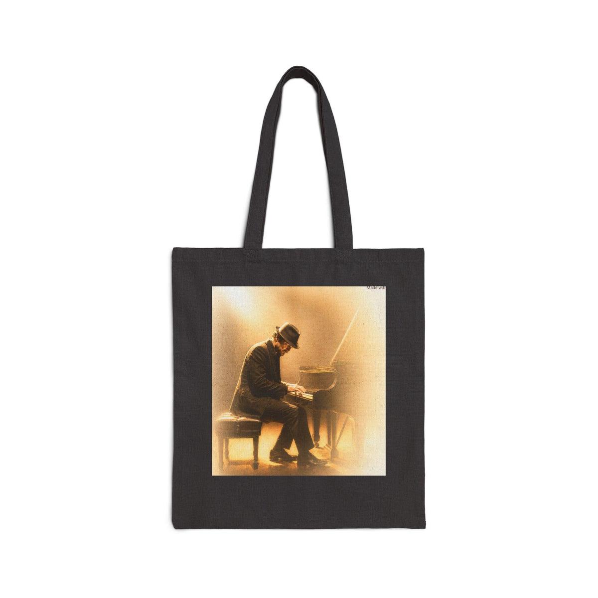 Piano Player Illustration Tote Bag | Musician Concert Canvas Tote