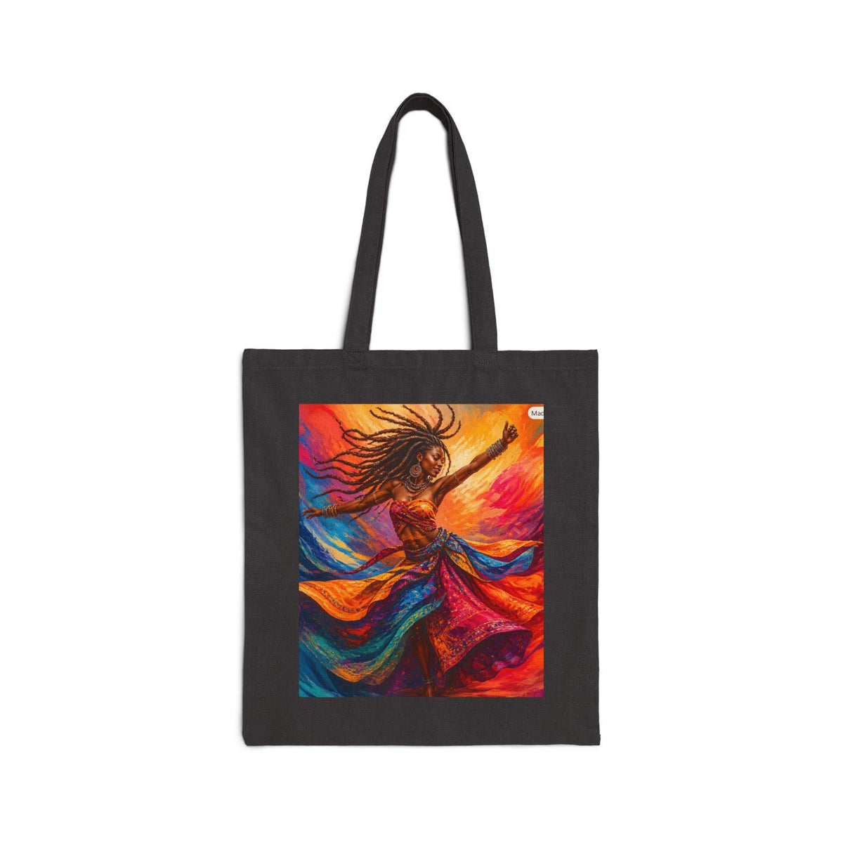 Colorful Dancing Woman Tote Bag | Boho Dancer Canvas Tote