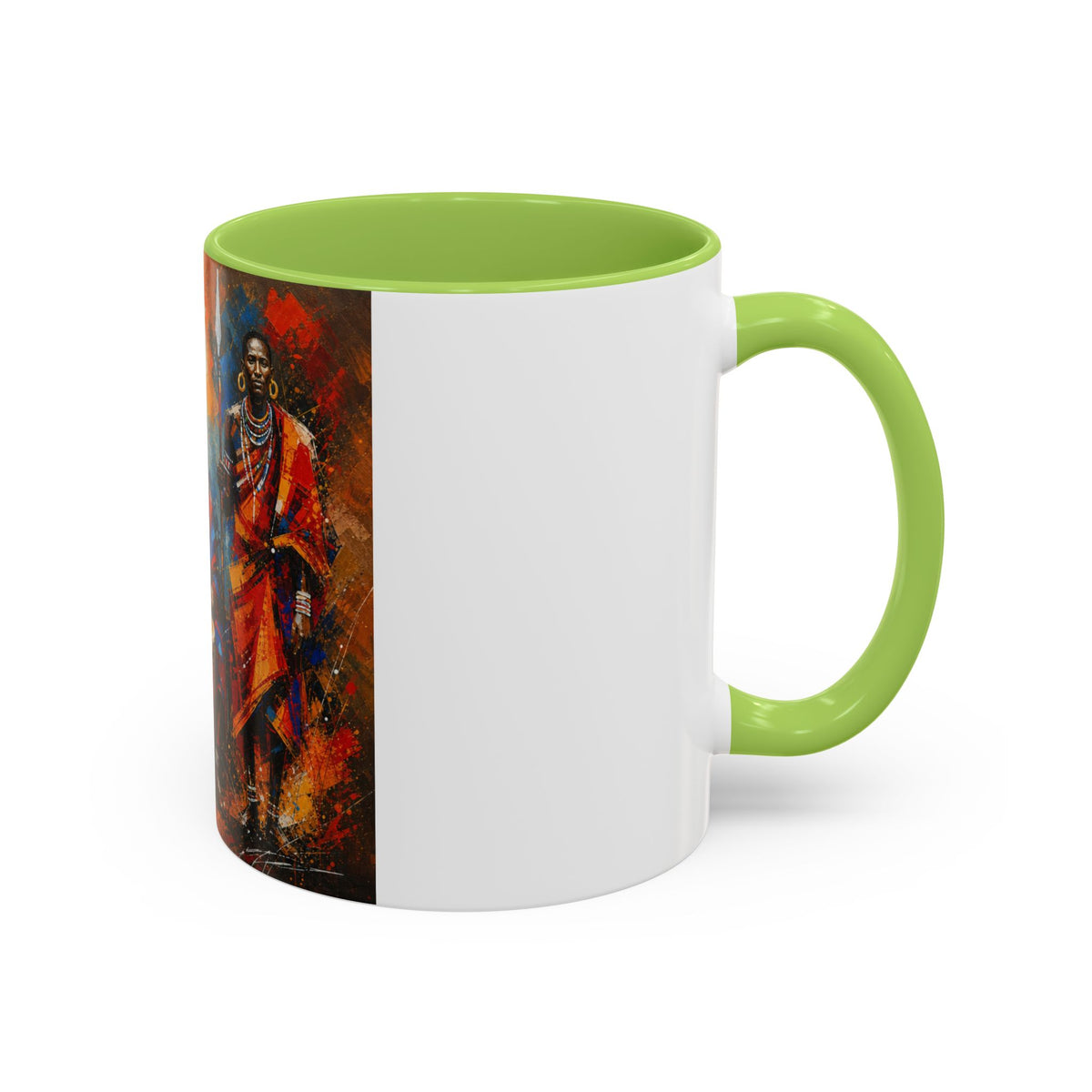 African Drummers Art Coffee Mug — Colorful Maasai Music Accent Mug (11/15oz)