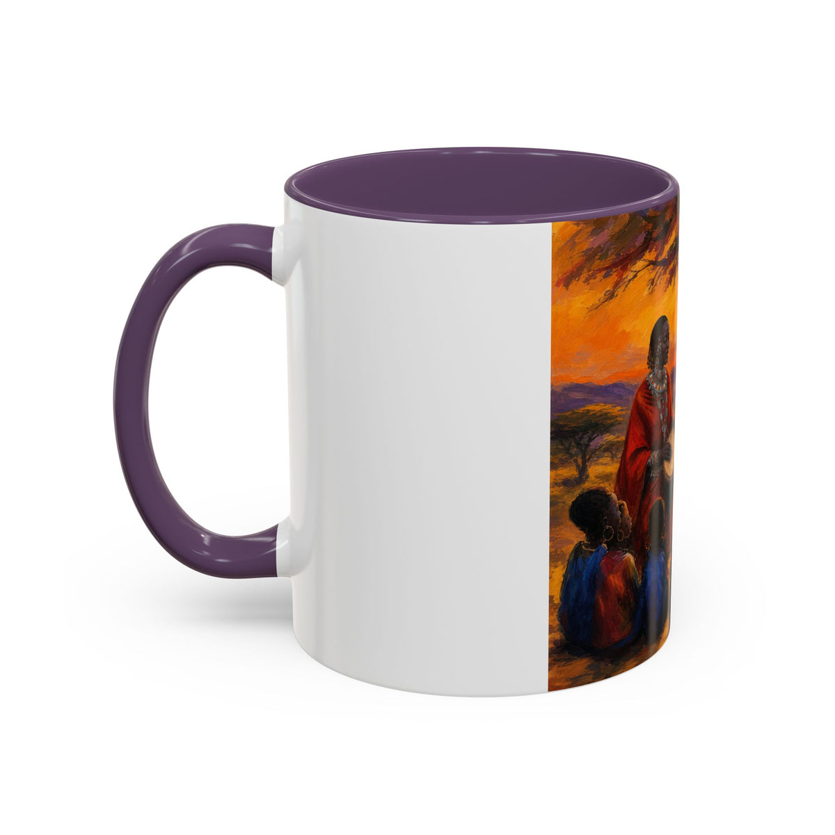 African Sunset Drum Circle Coffee Mug — Vibrant Cultural Art Accent Mug (11/15oz)