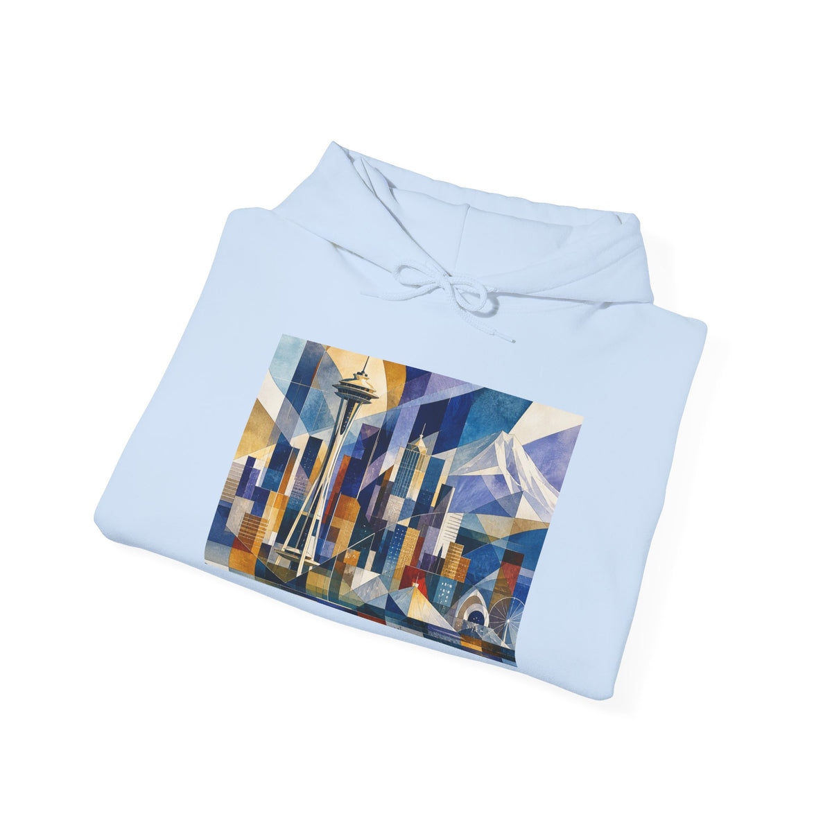 Seattle Skyline Hoodie — Abstract Geometric Cityscape Pullover